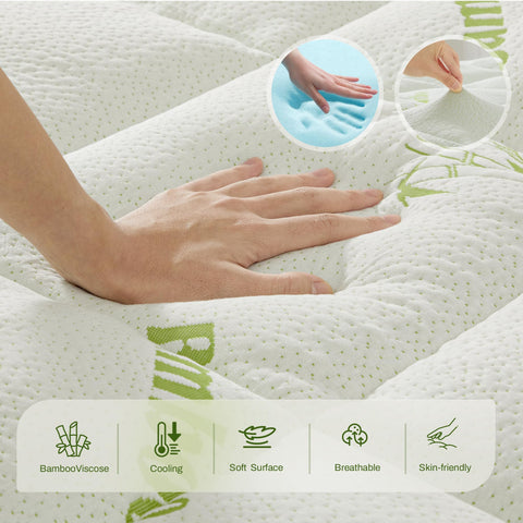 GRUSIGN Queen memory foam topper deep-pocket fit for 6–18 inch mattresses