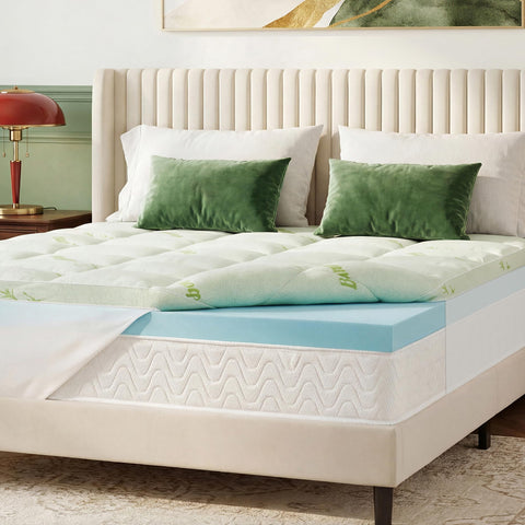 GRUSIGN Queen memory foam topper plush pillow top 2-inch layer for extra softness