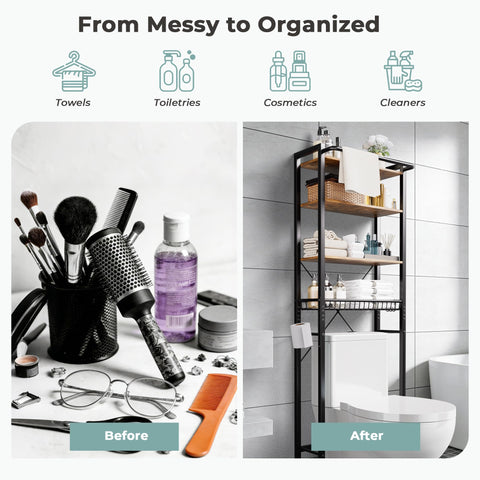 GRUSIGN three removable hooks and towel bar for quick organization.