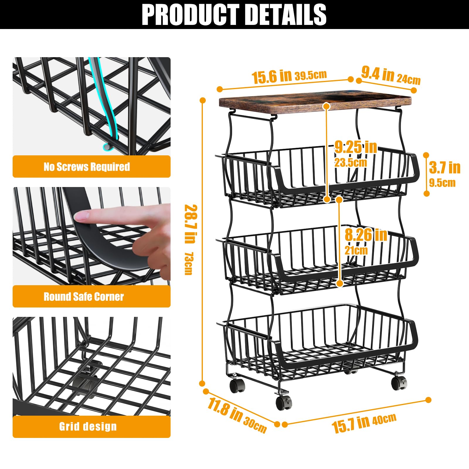 Gsiekare lockable wheels ensure stability when parked for easy access.