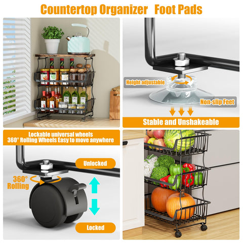 Gsiekare rolling cart with wheels for easy movement in kitchen or pantry.