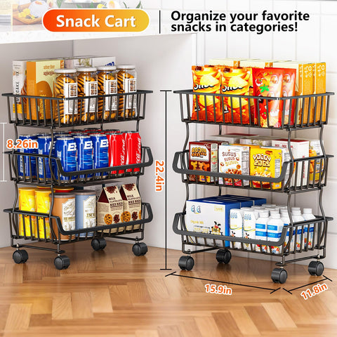 Gsiekare rolling pantry cart with wheels enables smooth, mobile kitchen storage.