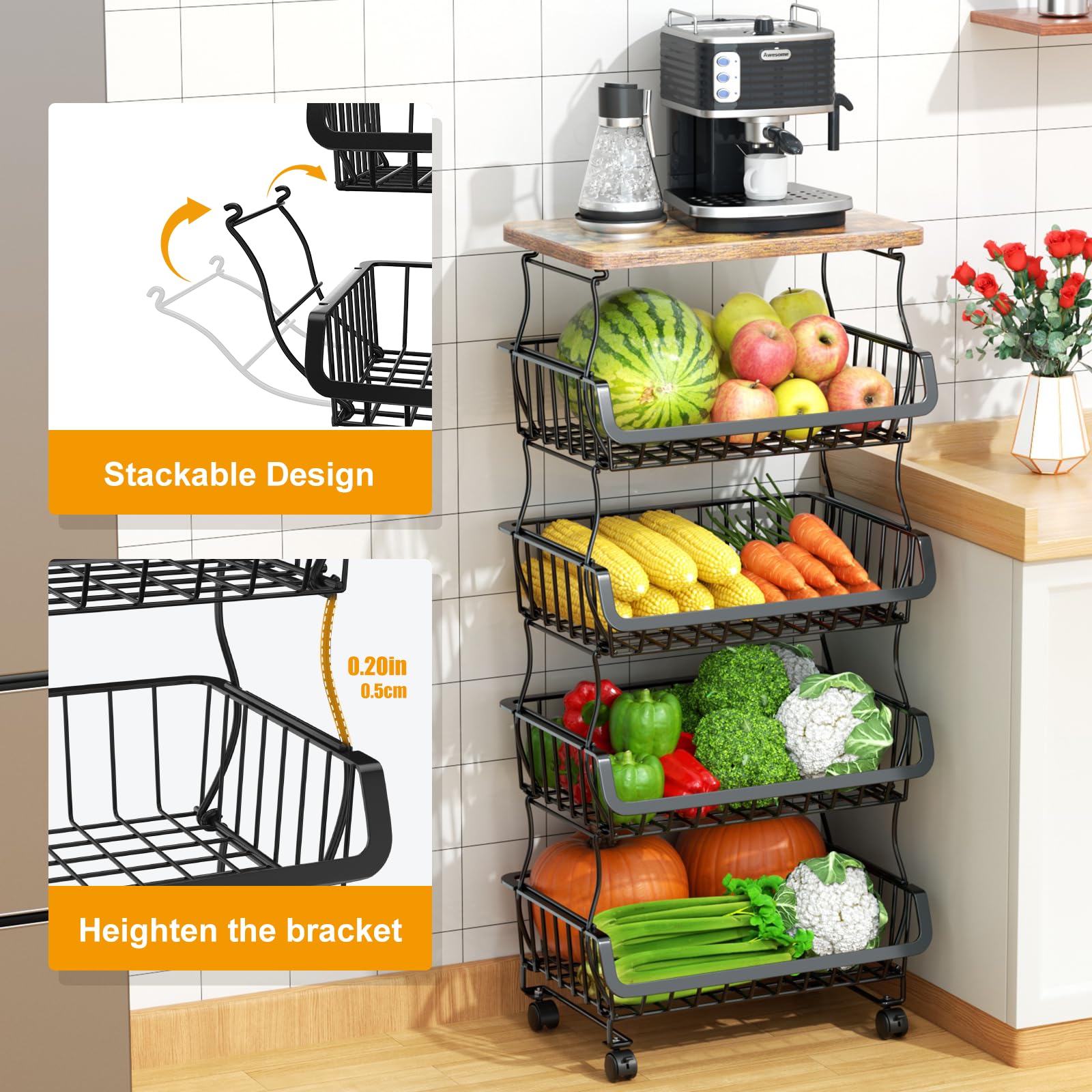 Gsiekare stackable baskets streamline pantry organization and easy access.