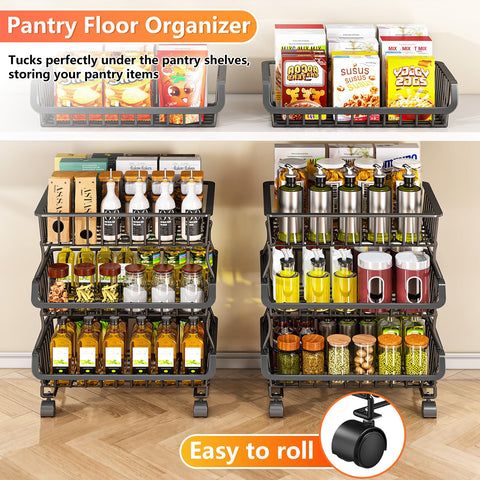 Gsiekare stackable wire baskets for kitchen organization and quick access.