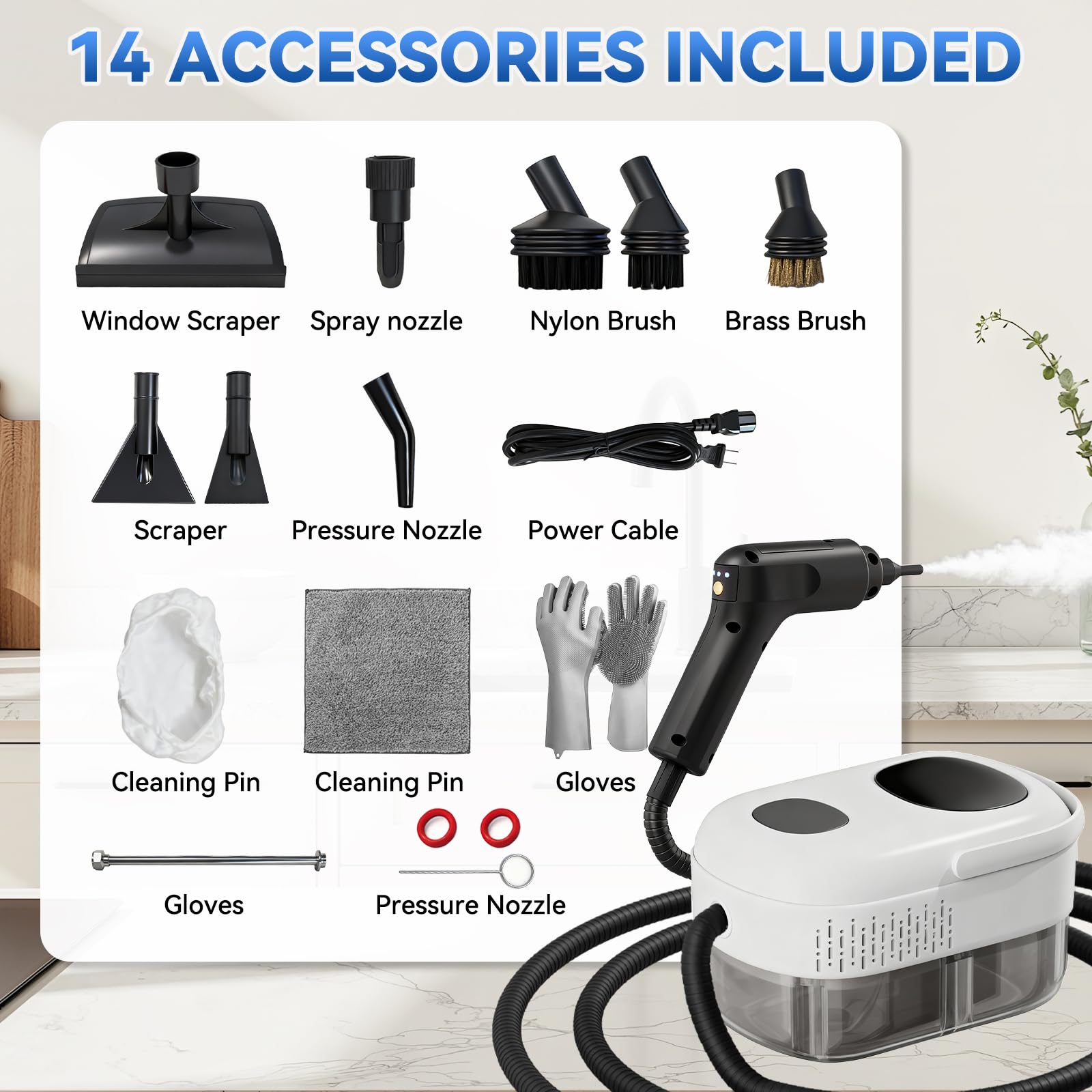 Gsskny steam cleaner compact, lightweight body for easy portability and storage