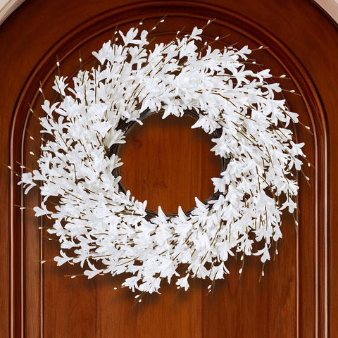 GTIDEA 24-inch spring wreath on a front door adds welcoming seasonal charm