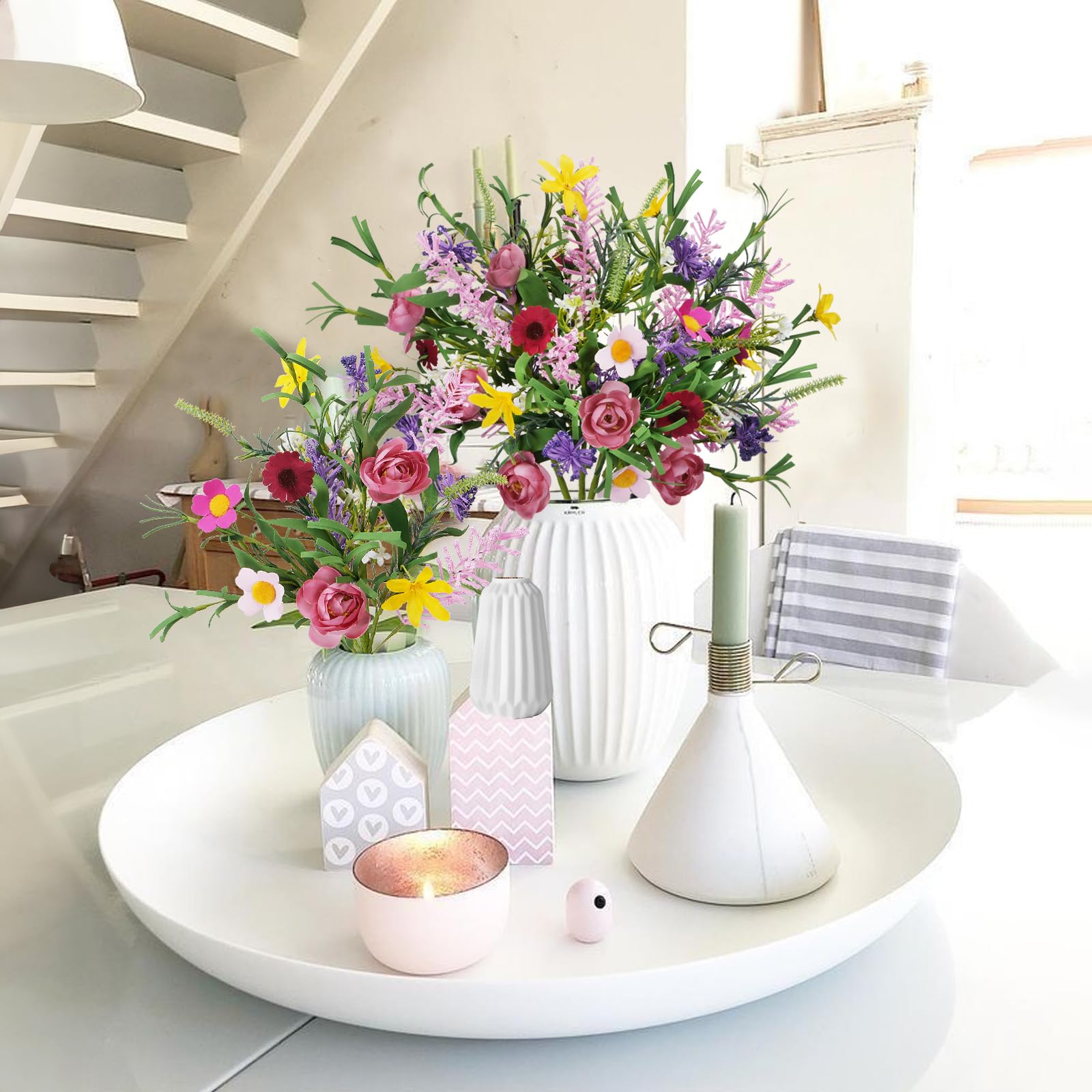 GTIDEA hydrangea-wildflower accents create a natural look.