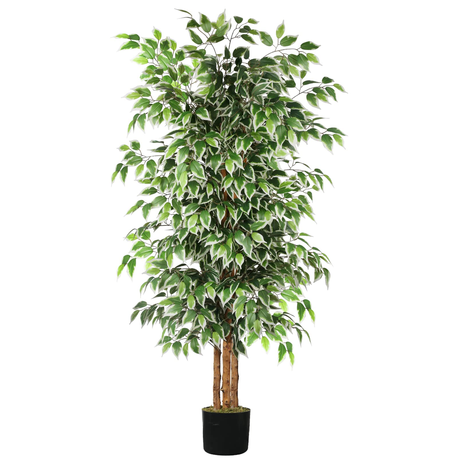 GTIDEA artificial ficus tree 6ft with silk leaves for lush living room decor.