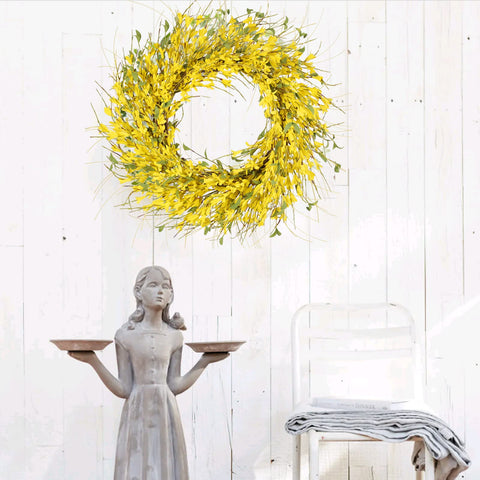 GTIDEA grapevine-based wreath complements entryways with realistic foliage.