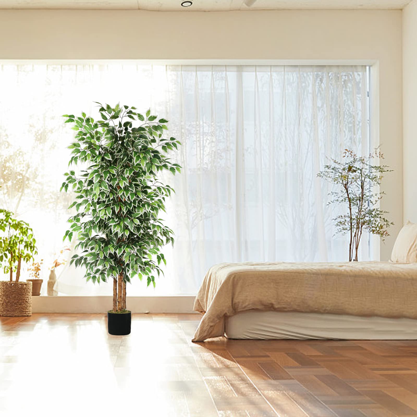 GTIDEA tall faux tree suits living rooms, balconies, and offices.