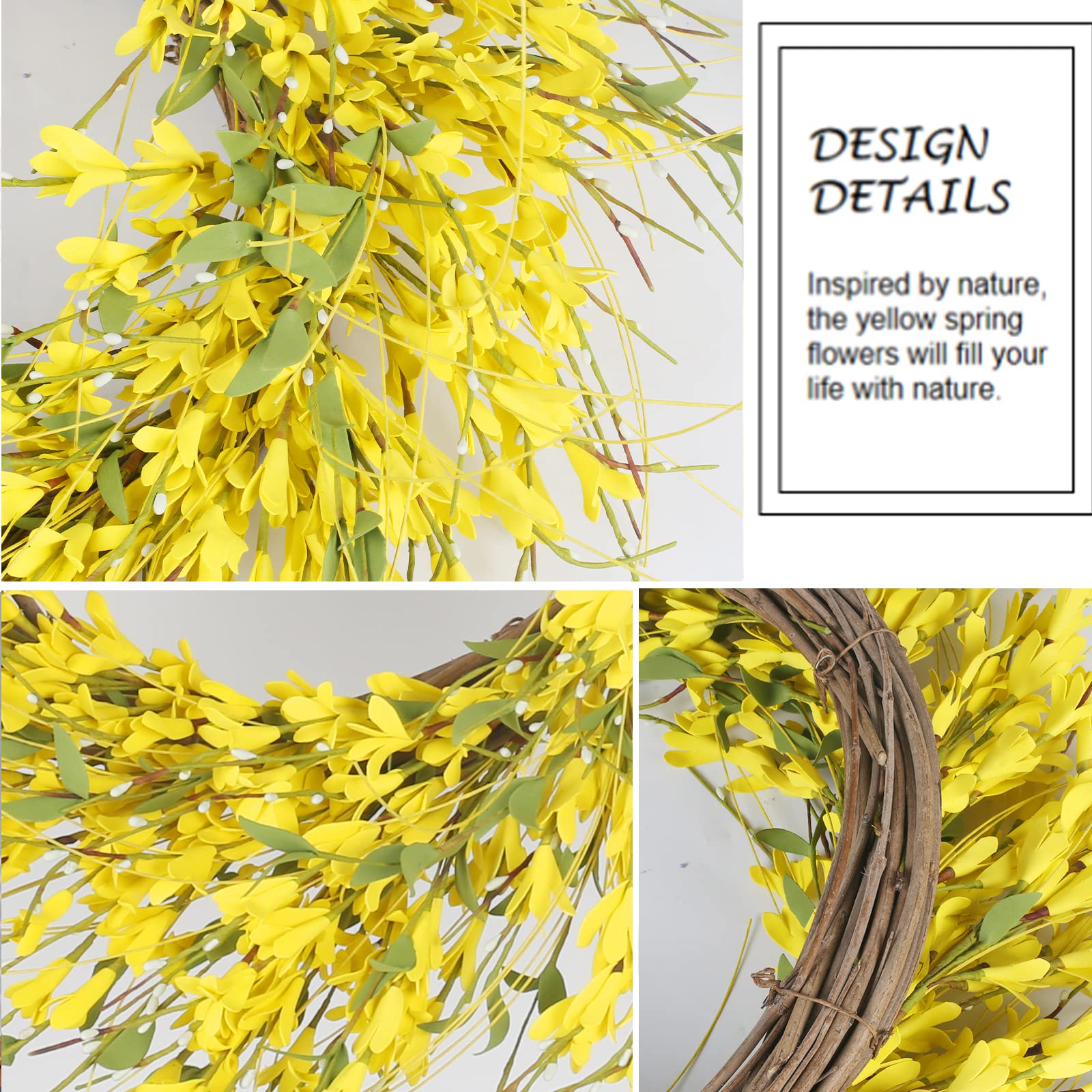 GTIDEA yellow allium wreath close-up shows vibrant color and lifelike foliage.