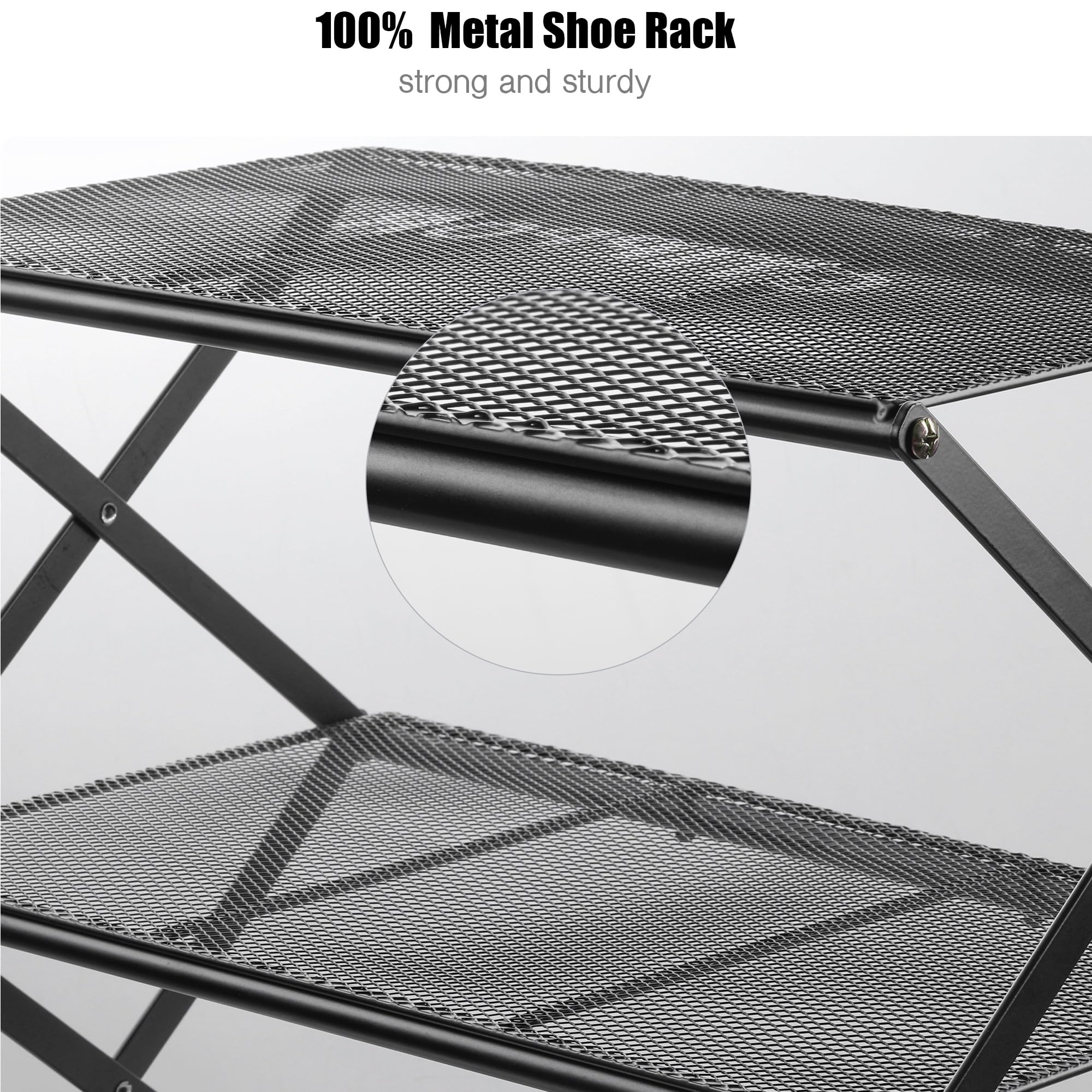 GTIPPOR foldable 3-tier shoe rack compact design for living room organization