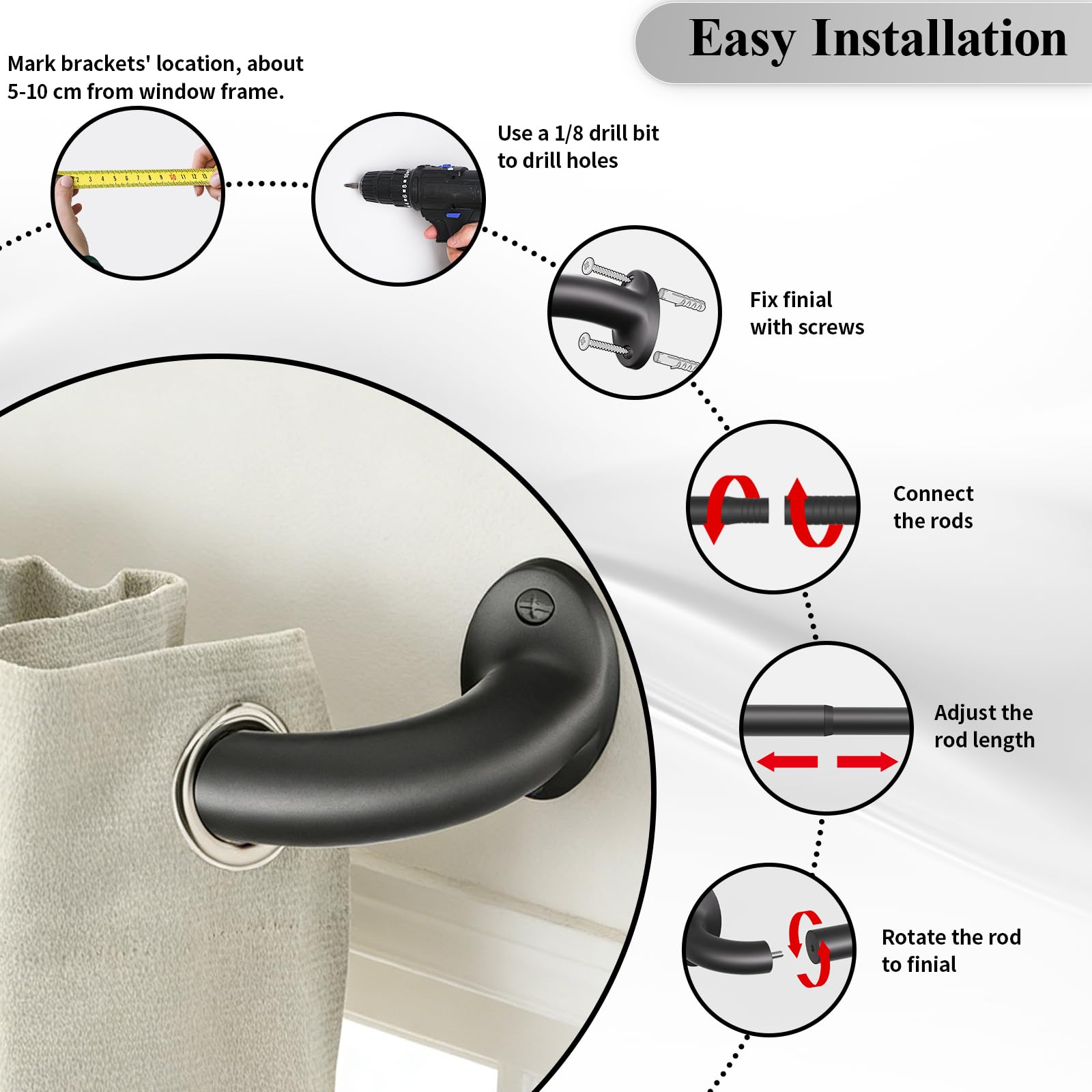GTJ center support and finials deliver stability and polished style.
