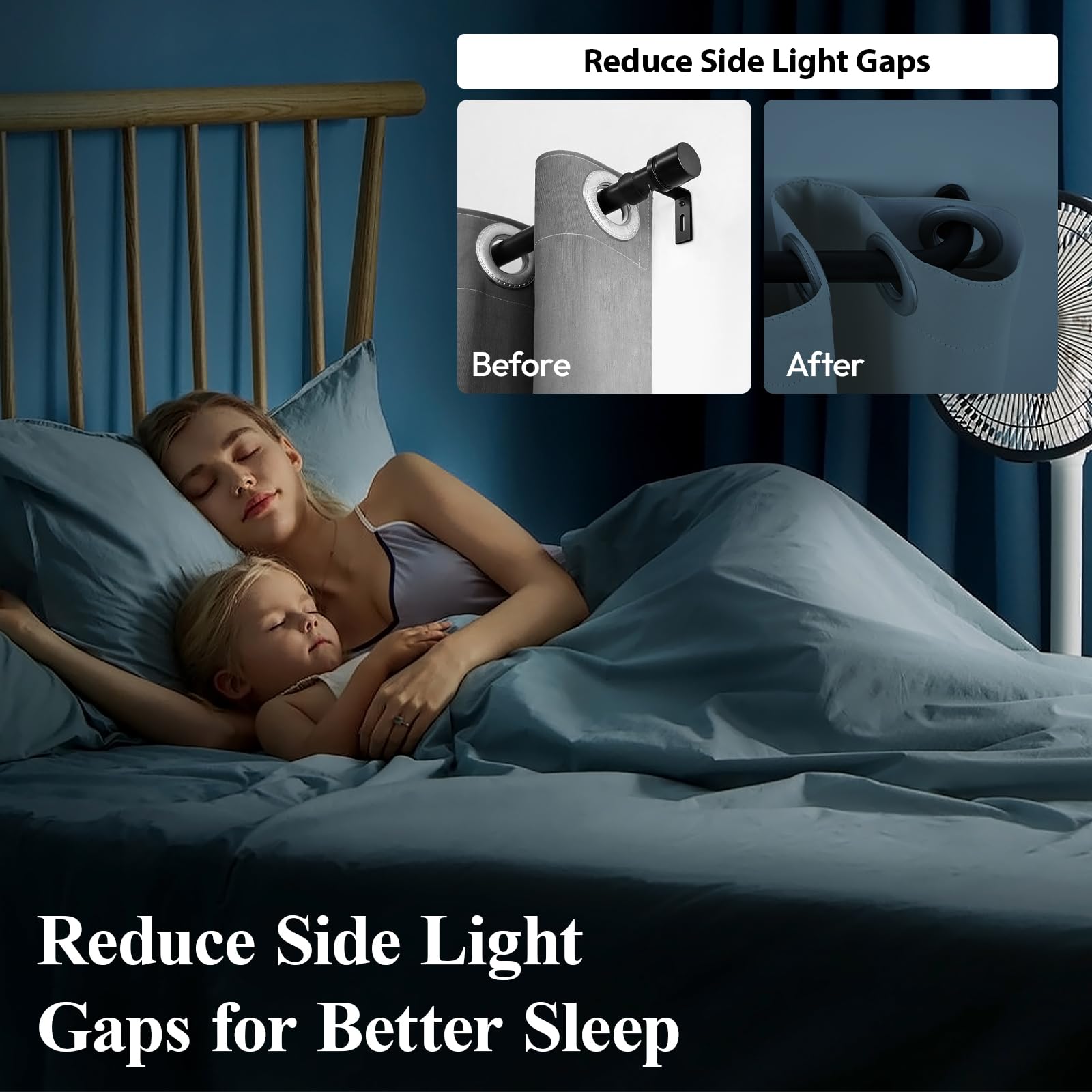 GTJ matte black finish curtain rod adds a modern look and durability.
