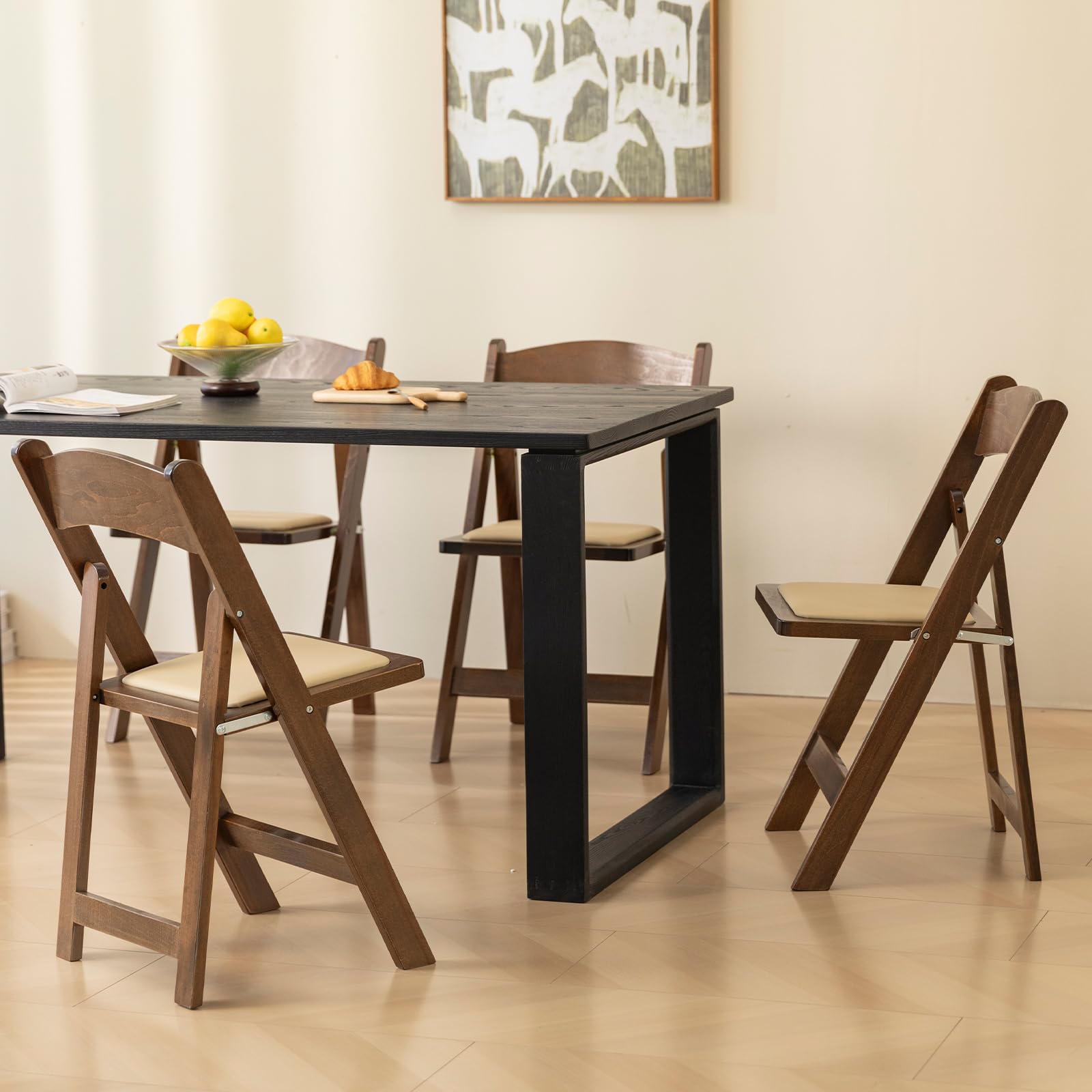 GTNSAFP wooden folding chair with cushion, durable for frequent gatherings.