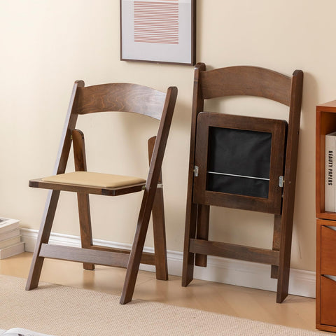 GTNSAFP wooden folding chair with soft cushion, front view for comfortable event seating.