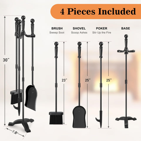 Gtongoko 4-piece fireplace shovel for quick embers cleanup beside the fire.