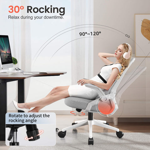 GTPLAYER chair with fold-up armrests saving desk space