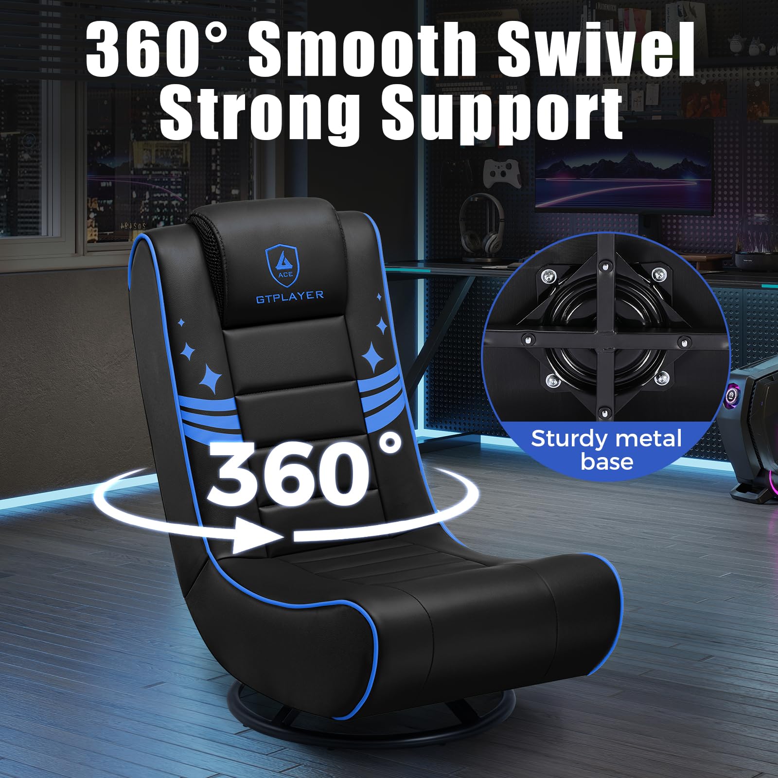 Contoured back support helps align posture during study or lounging.