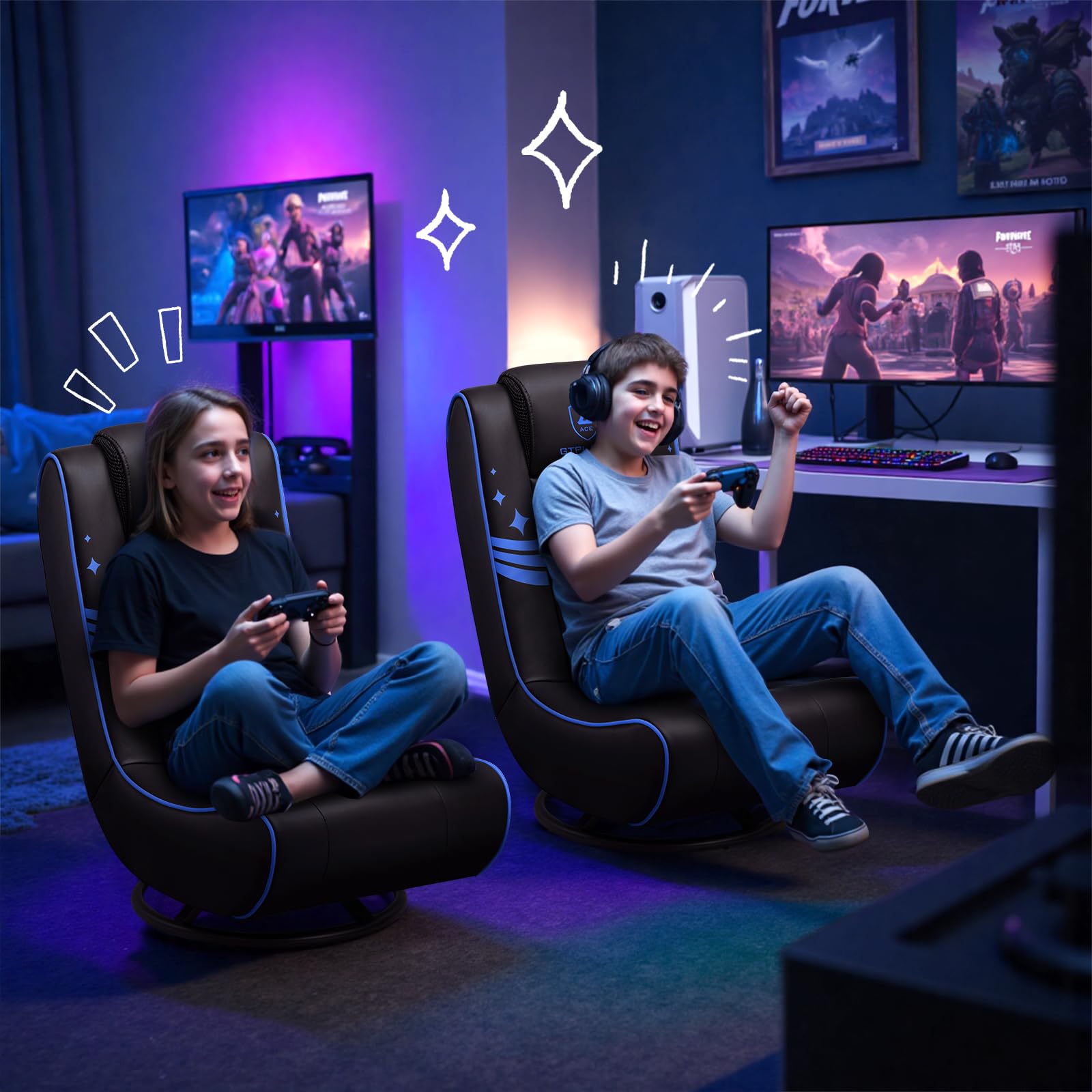 GTPLAYER chair folds flat for compact storage in small spaces.