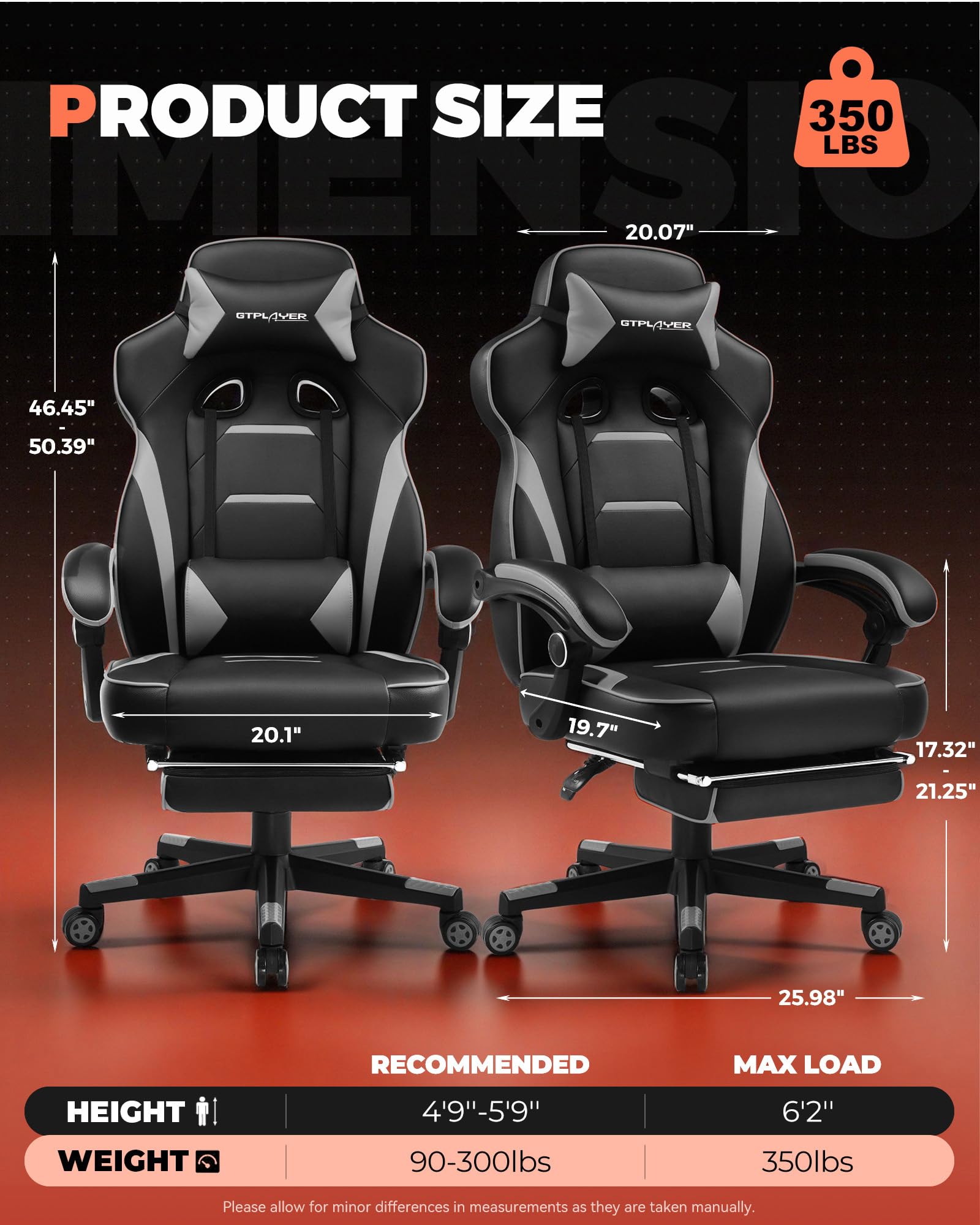 GTPLAYER gaming chair armrests offer adjustable support for customized comfort