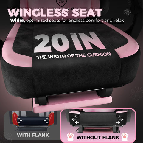 GTPLAYER pink gaming chair extended footrest lets you stretch and relax