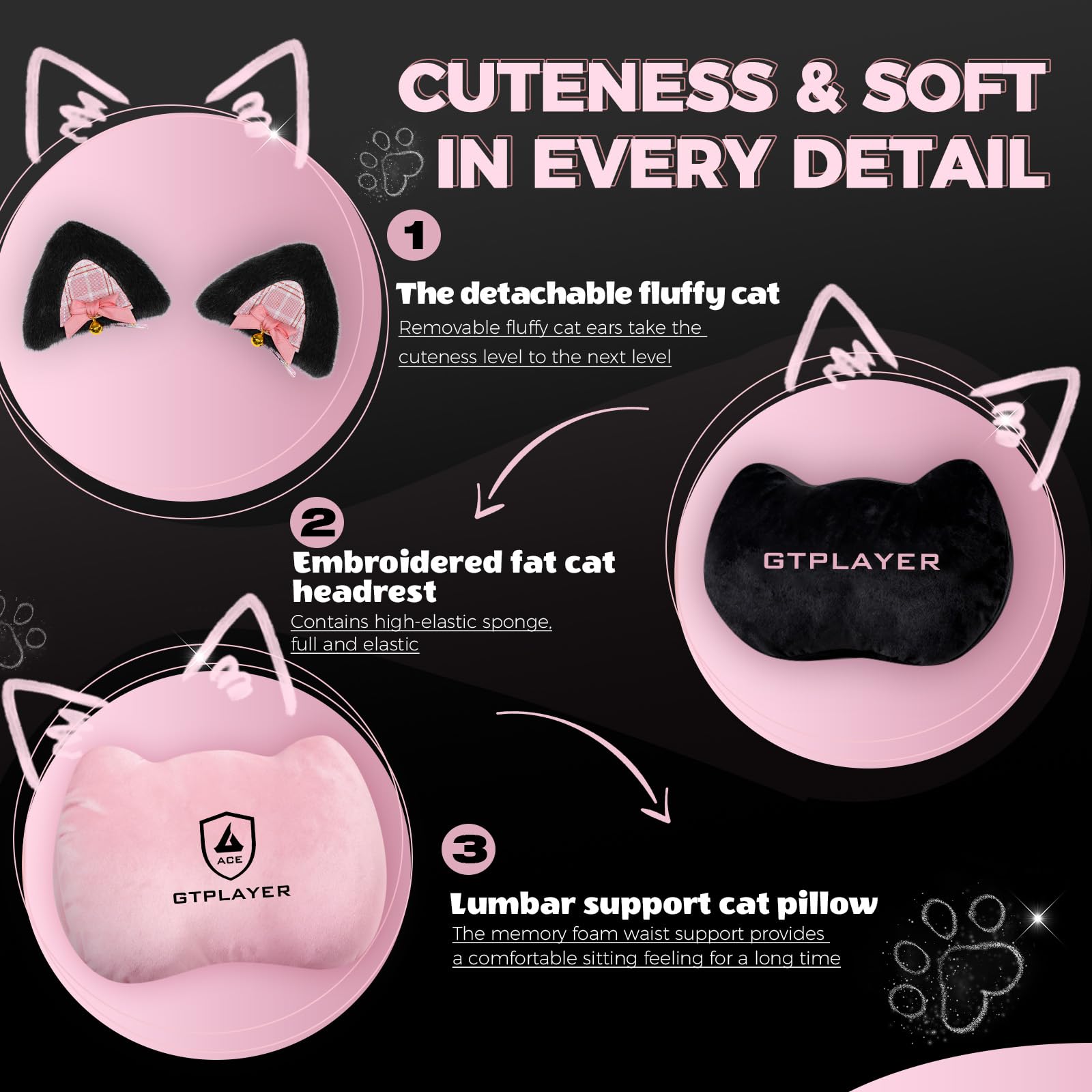 GTPLAYER pink gaming chair velvet fabric feels soft and breathable for all-day comfort