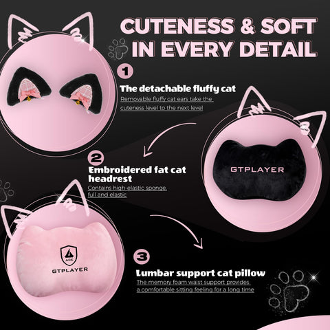 GTPLAYER pink gaming chair velvet fabric feels soft and breathable for all-day comfort