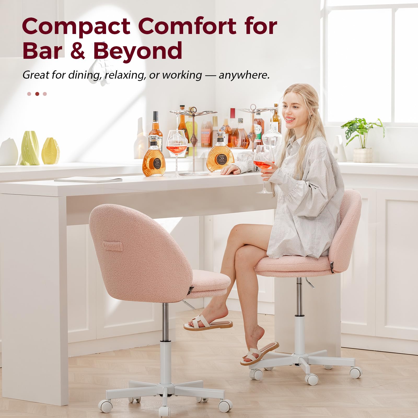 GTPLAYER Velvet Tall Office Chair armless design saves space.