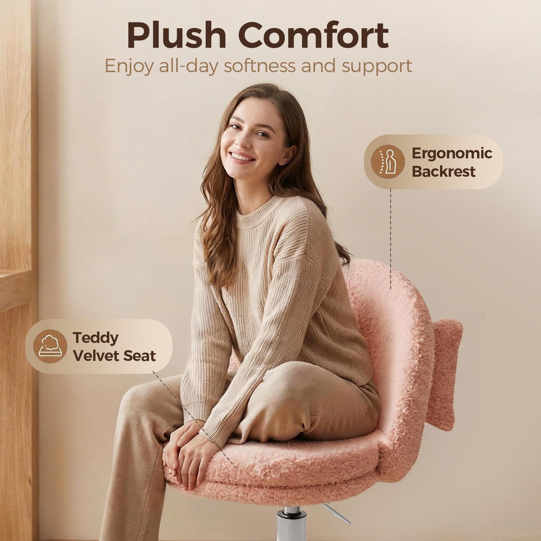GTPOFFICE 360-degree swivel and smooth wheels enable easy reach of tasks.