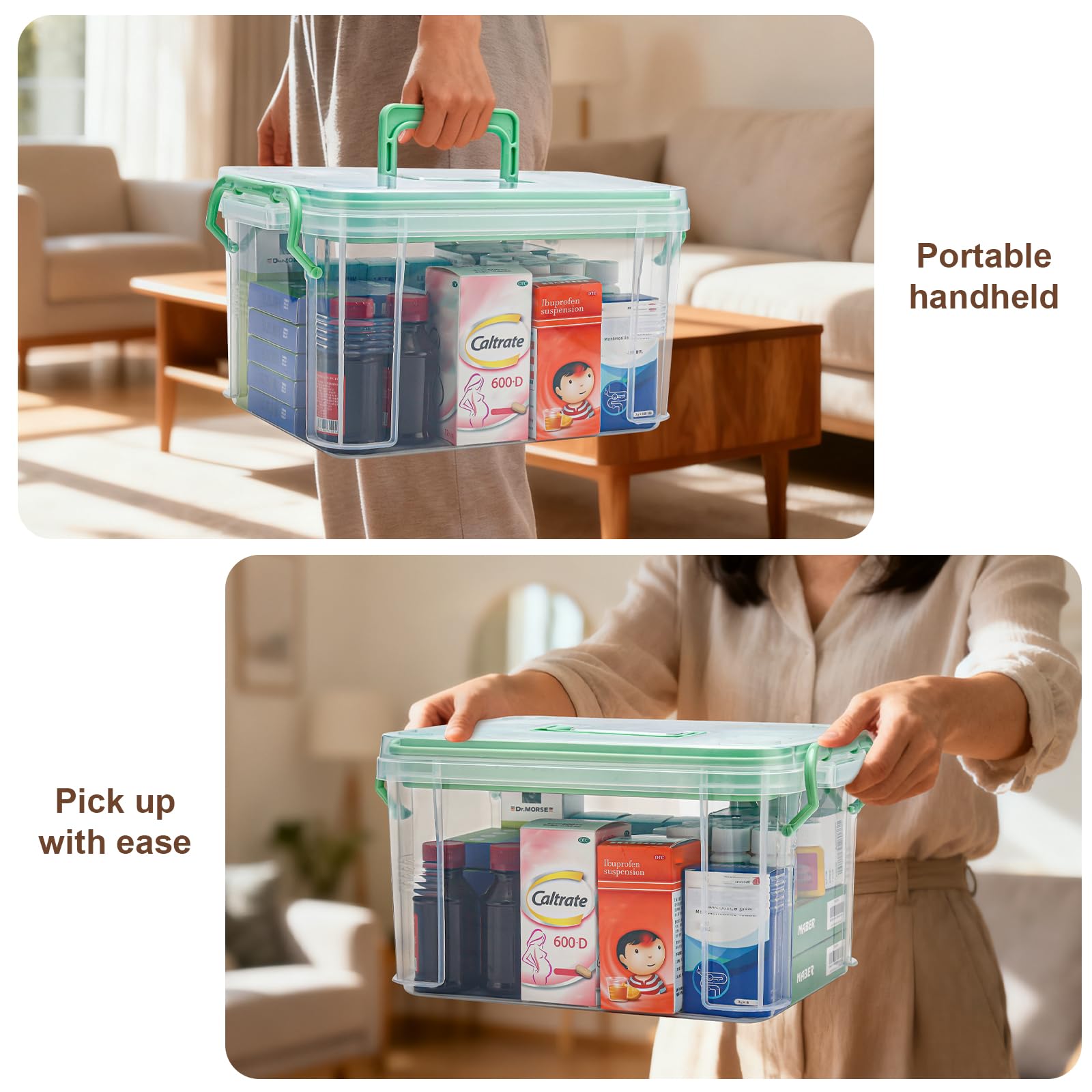 guaiboshi 15QT clear medicine organizer multipurpose storage for home, dorm, and office
