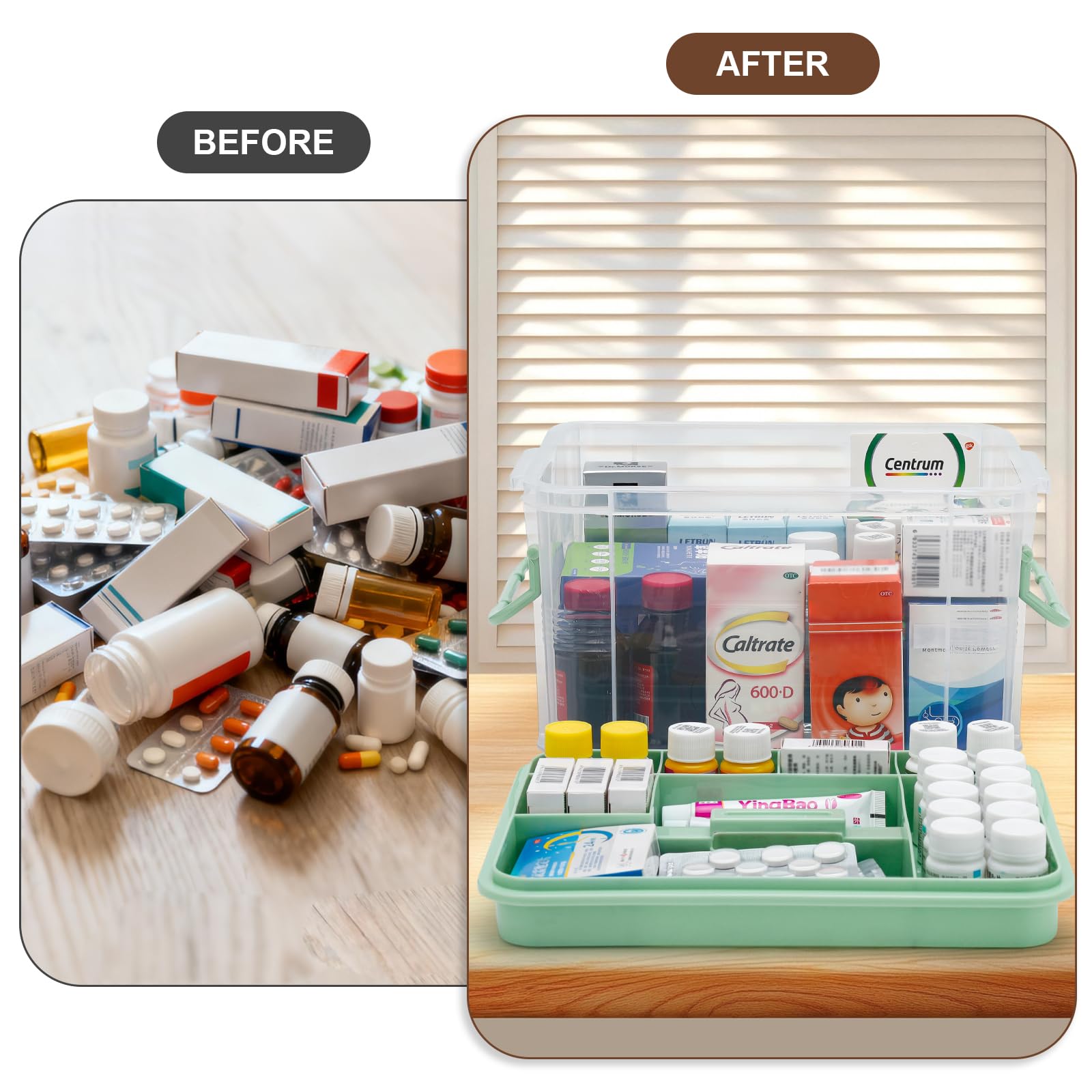 guaiboshi 15QT clear medicine organizer thickened plastic body resists wear and cracking
