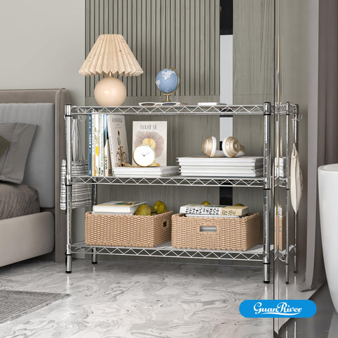 Guan River 3-tier rack provides organized, accessible storage in small rooms.