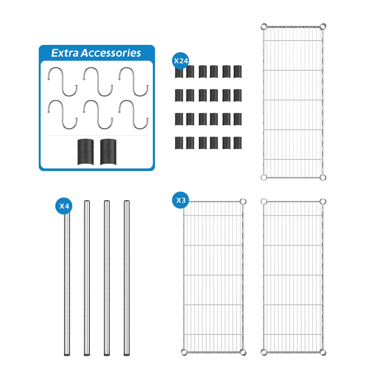 Guan River wire shelves maximize storage in pantry or garage.
