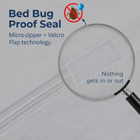 Guardmax bed bug proof encasement with nylon coil zipper keeps mattress sealed.