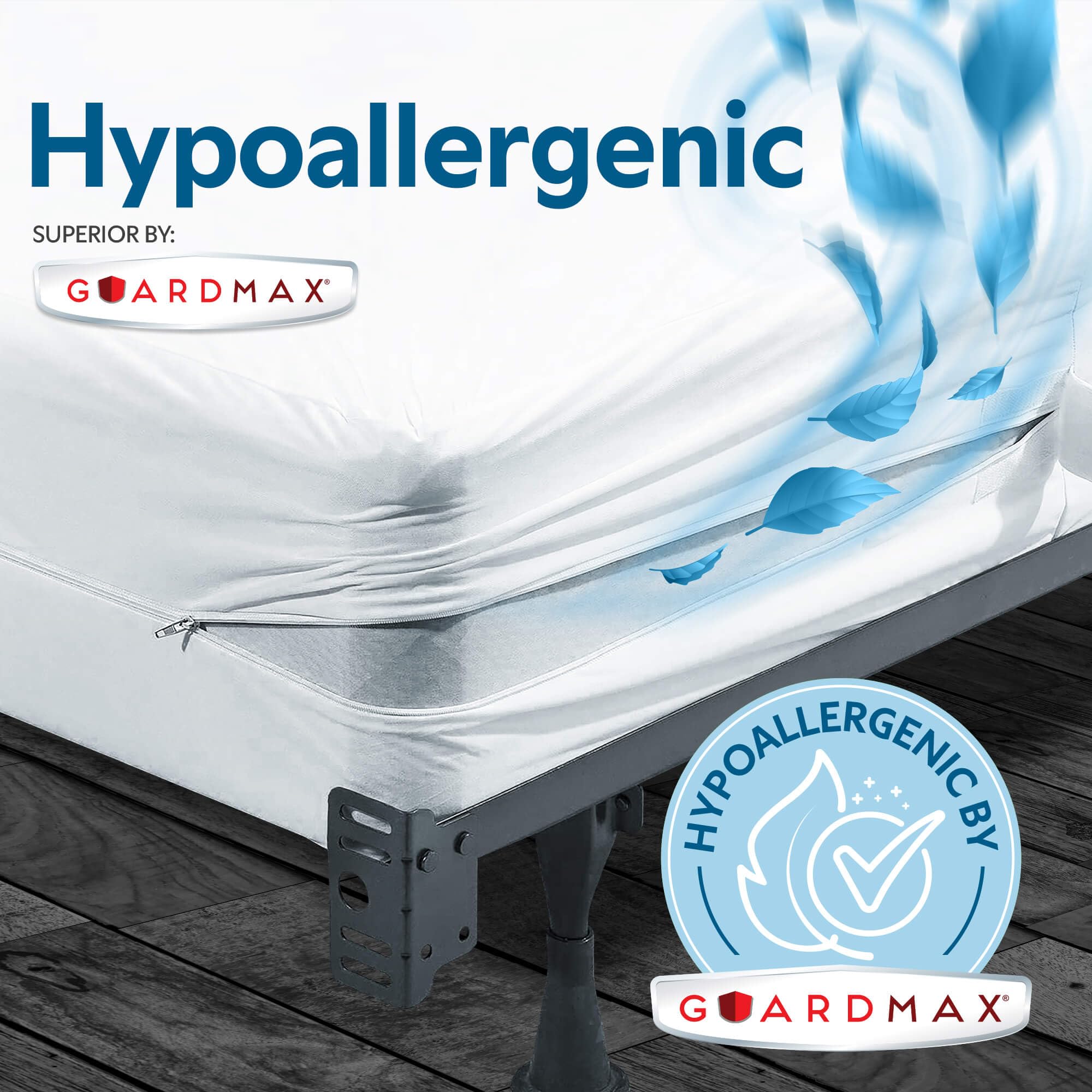 Guardmax Premium Box Spring Cover waterproof inner layer adds reliable protection.