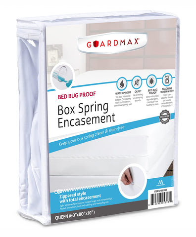 Guardmax Premium Box Spring Cover waterproof zippered queen protection for spills and moisture.
