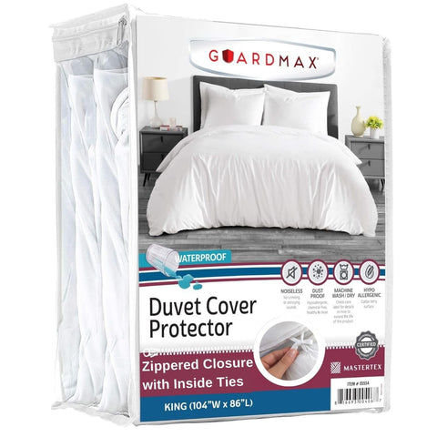 Guardmax waterproof duvet cover with jersey top layer for cozy, durable protection.