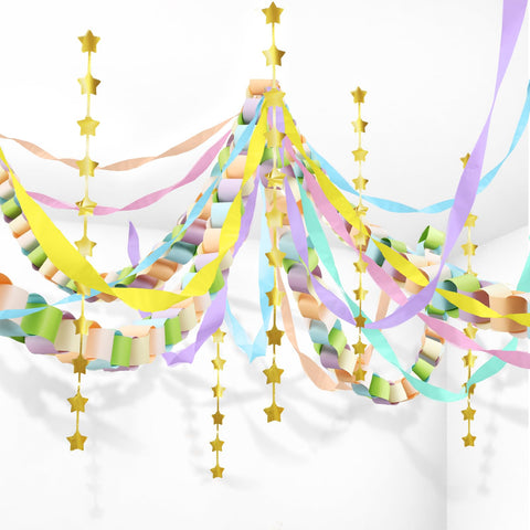 Gueevin pastel paper strips for festive decor, easy to hang and brighten any room.
