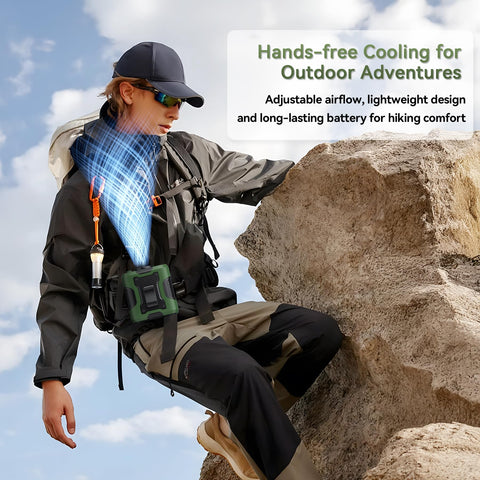 Guffawz Jobsite Waist Fan emergency charging doubles as backup power source.
