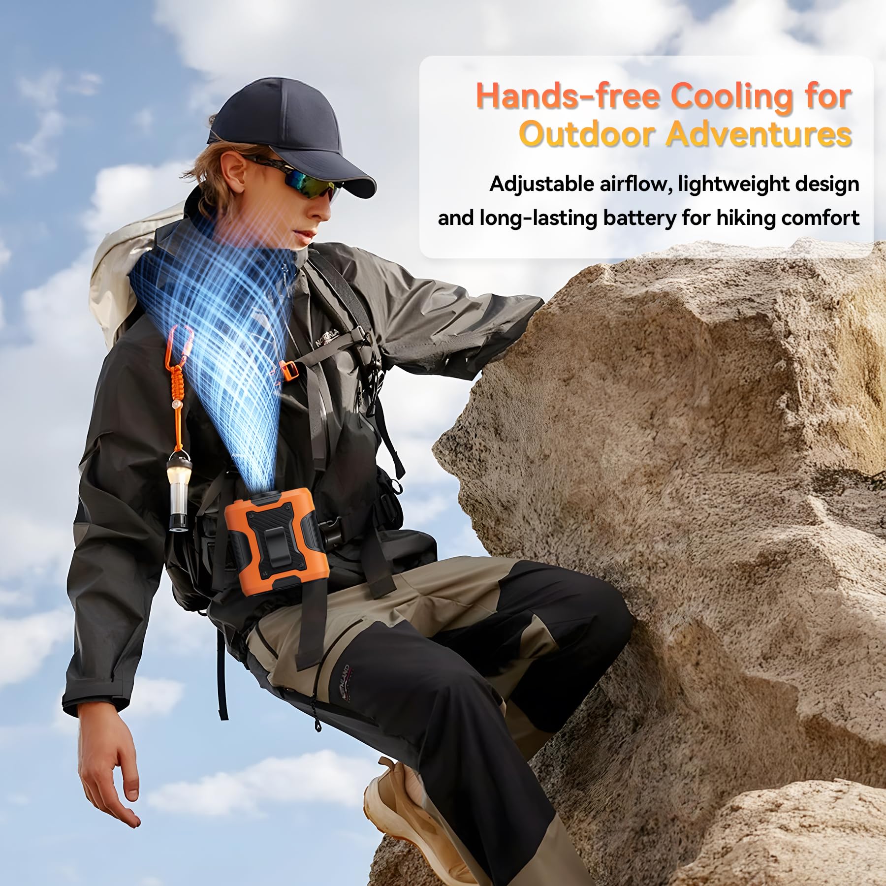 Guffawz waist fan silicone cover boosts grip and durability.