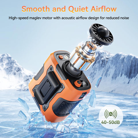 Guffawz waist fan 0–100 speed control for precise comfort.