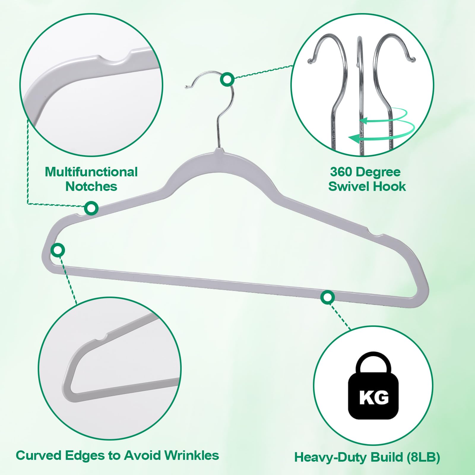 GUFUR 360° rotating hanger offers easy access without tangling garments