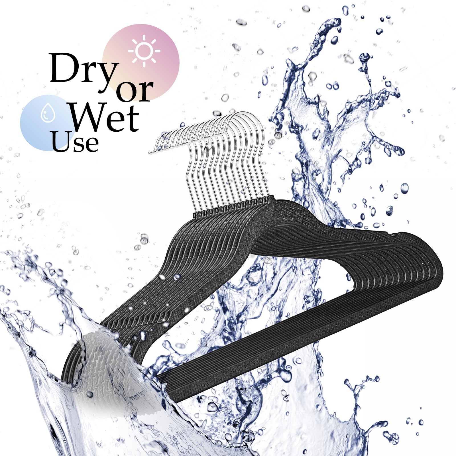 GUFUR plastic coat hanger 50-pack 360° rotating hook for easy access and tangle-free clothes.