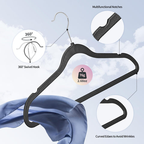 GUFUR plastic coat hanger 50-pack extra-wide shoulders prevent wrinkles on outfits.