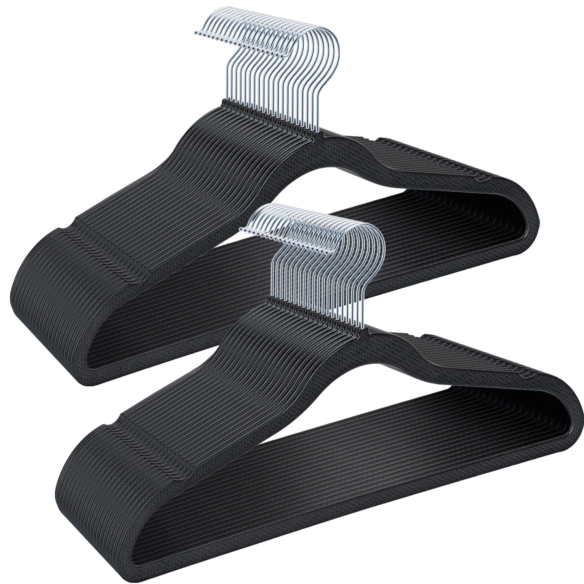 GUFUR plastic coat hanger 50-pack with non-slip grooves for secure delicate fabric holds.
