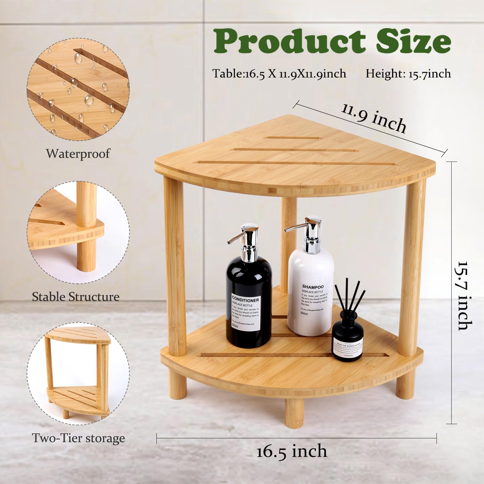 Durable bamboo construction of the GUGIGIP corner stool