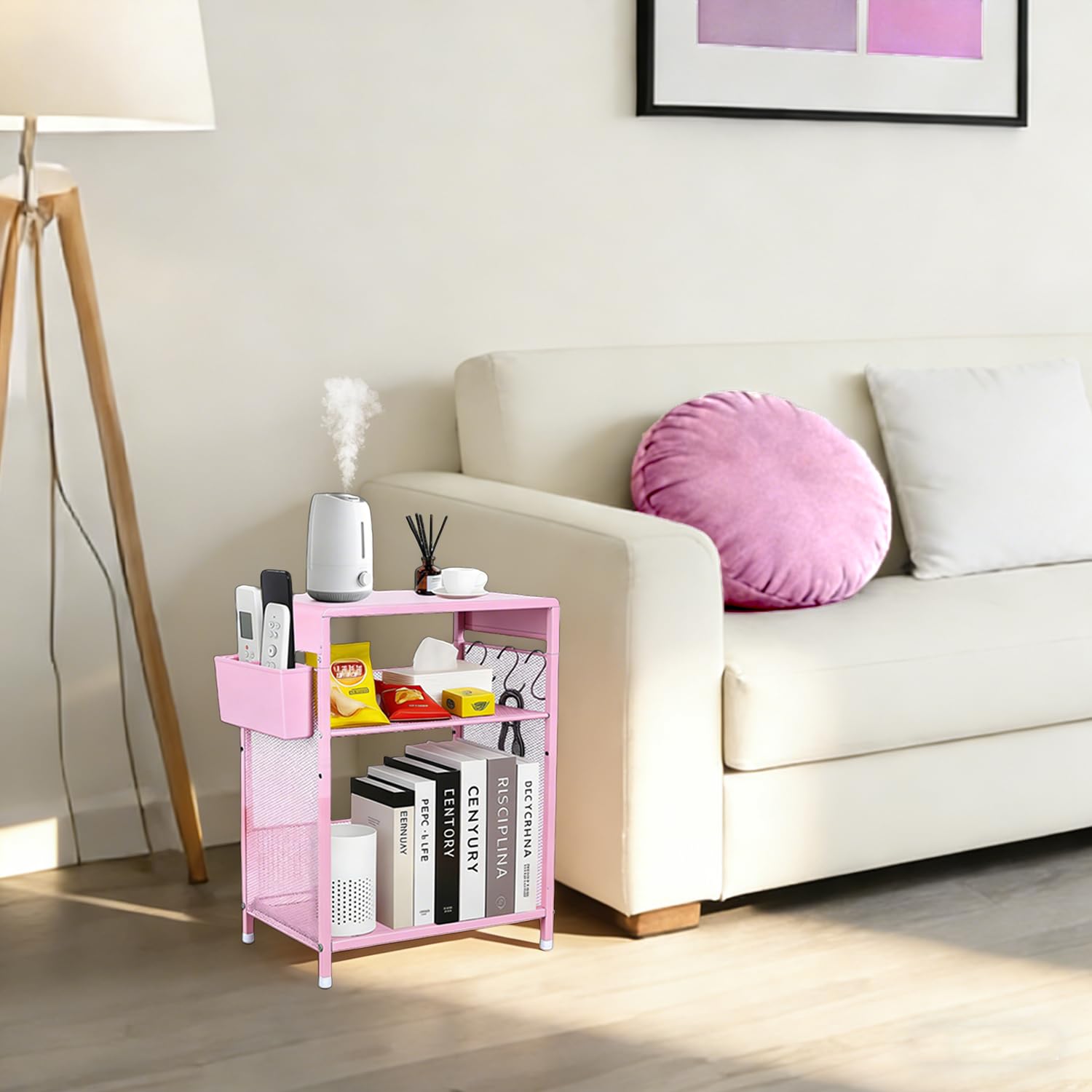 Gugsey durable metal-frame nightstand with smooth edges for safety.