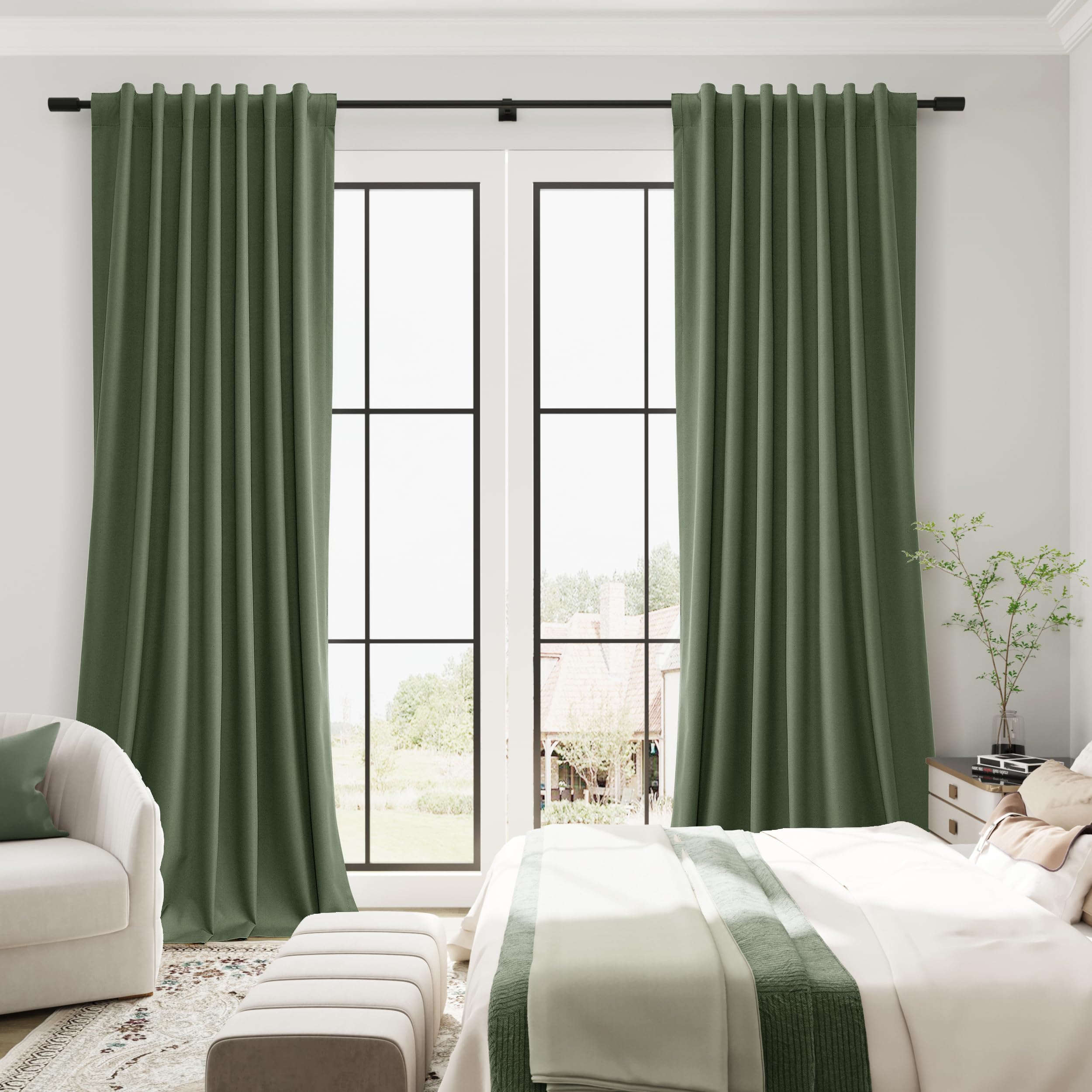 Two-panel set on a rod delivers easy drape and smooth sliding.