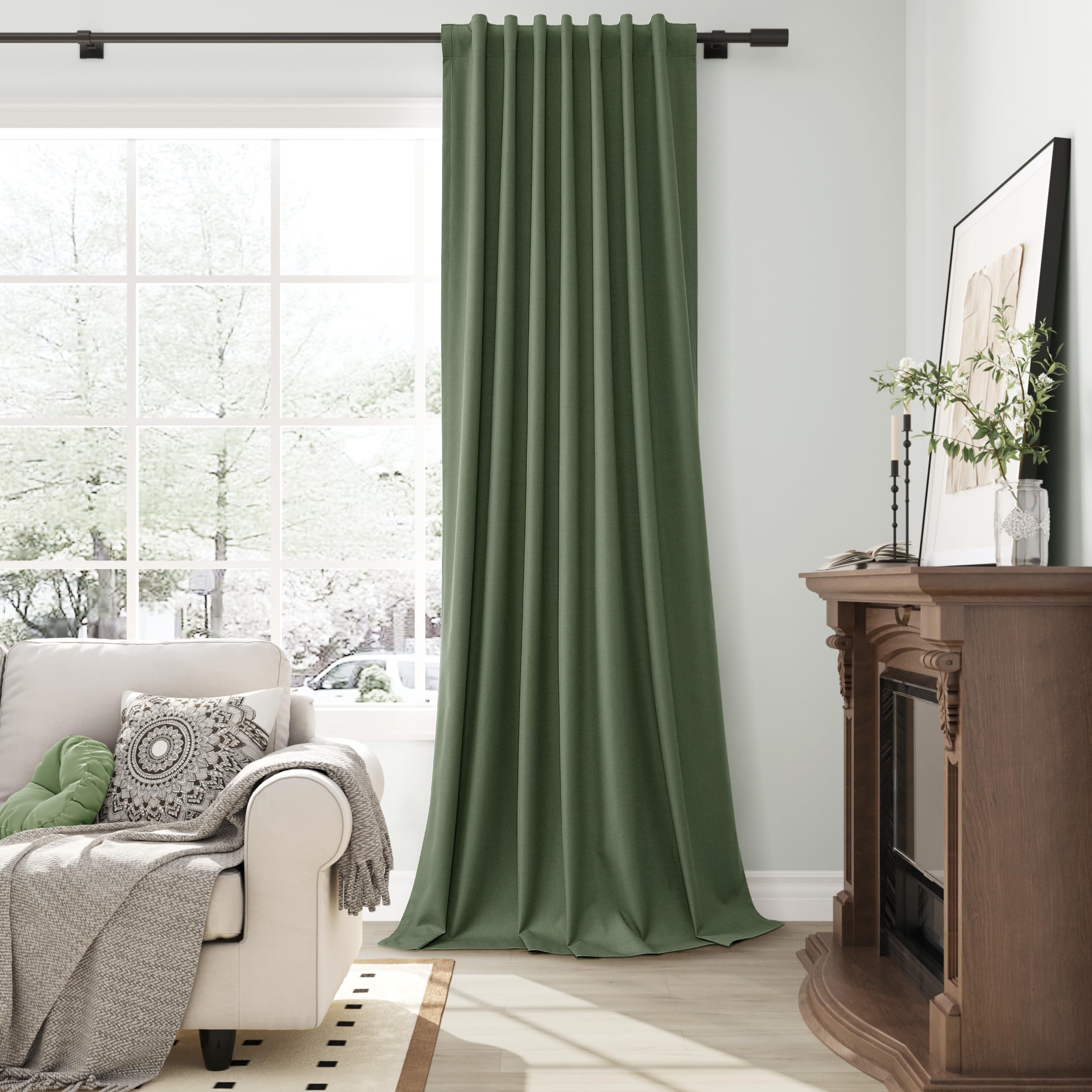 Draped window example illustrating thermal insulation and cozy ambiance.